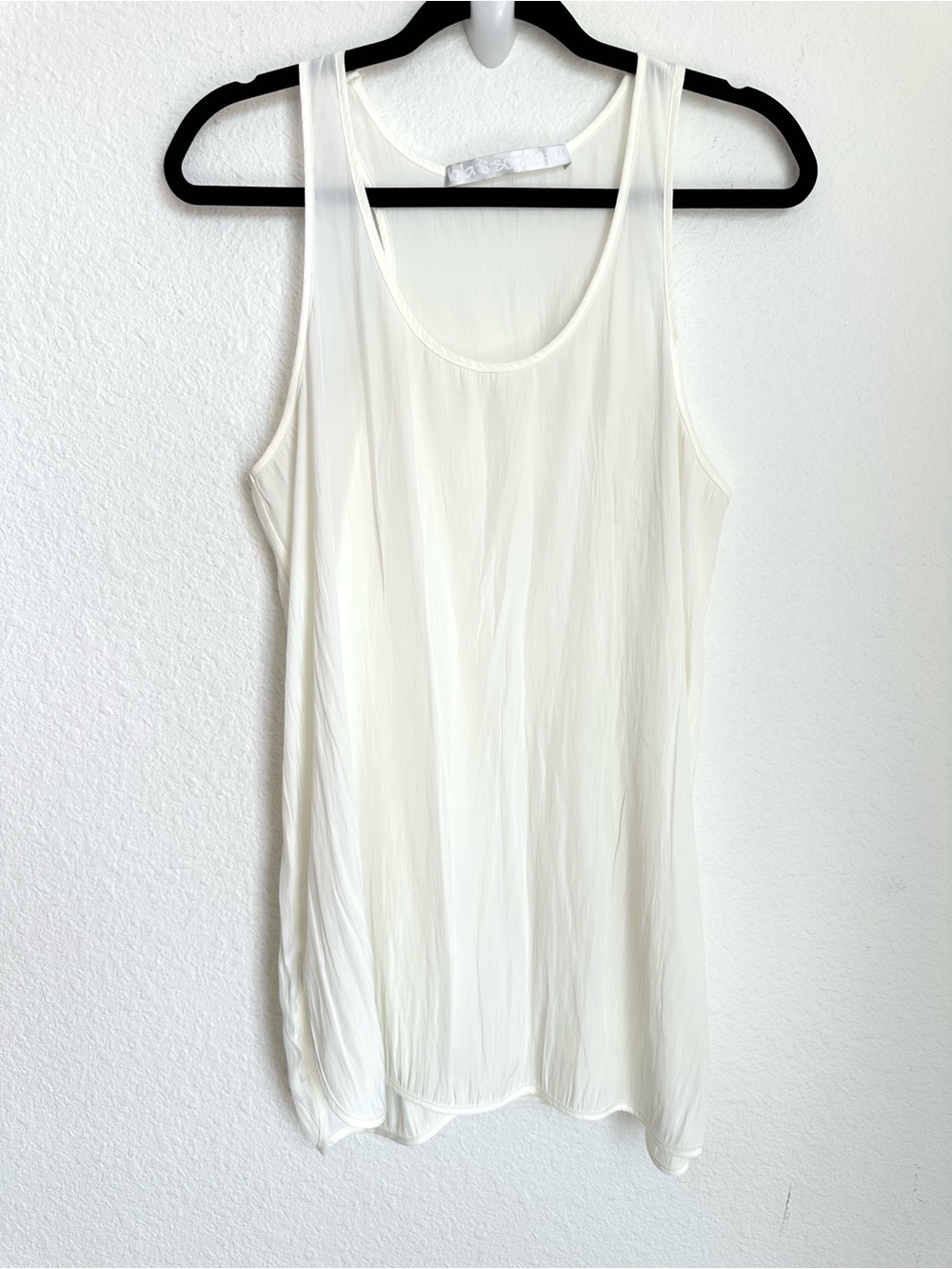 Lola & Sophie White Silky Tank Top Satin Style Medium